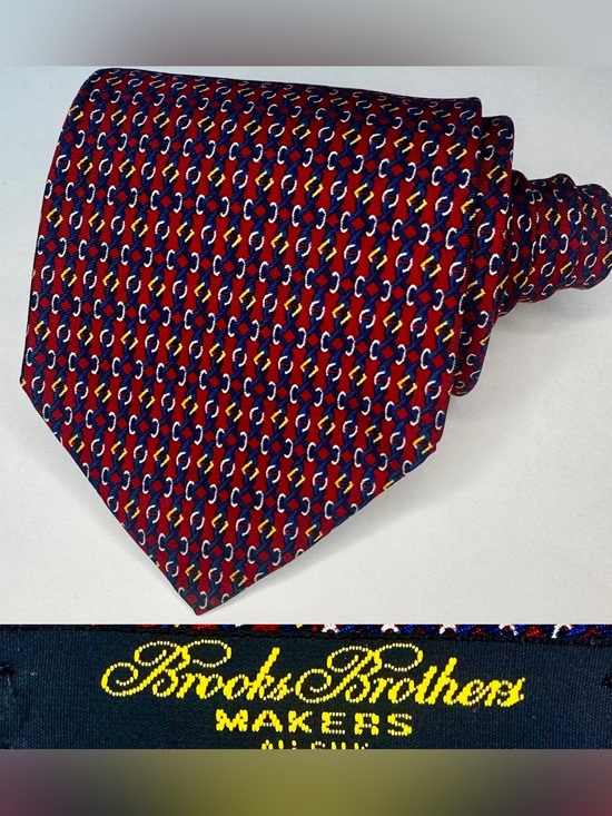 Brooks Brothers Other - BROOKS BROTHERS Makers Classic Red & Blue Geometric Silk Tie, 3.75”